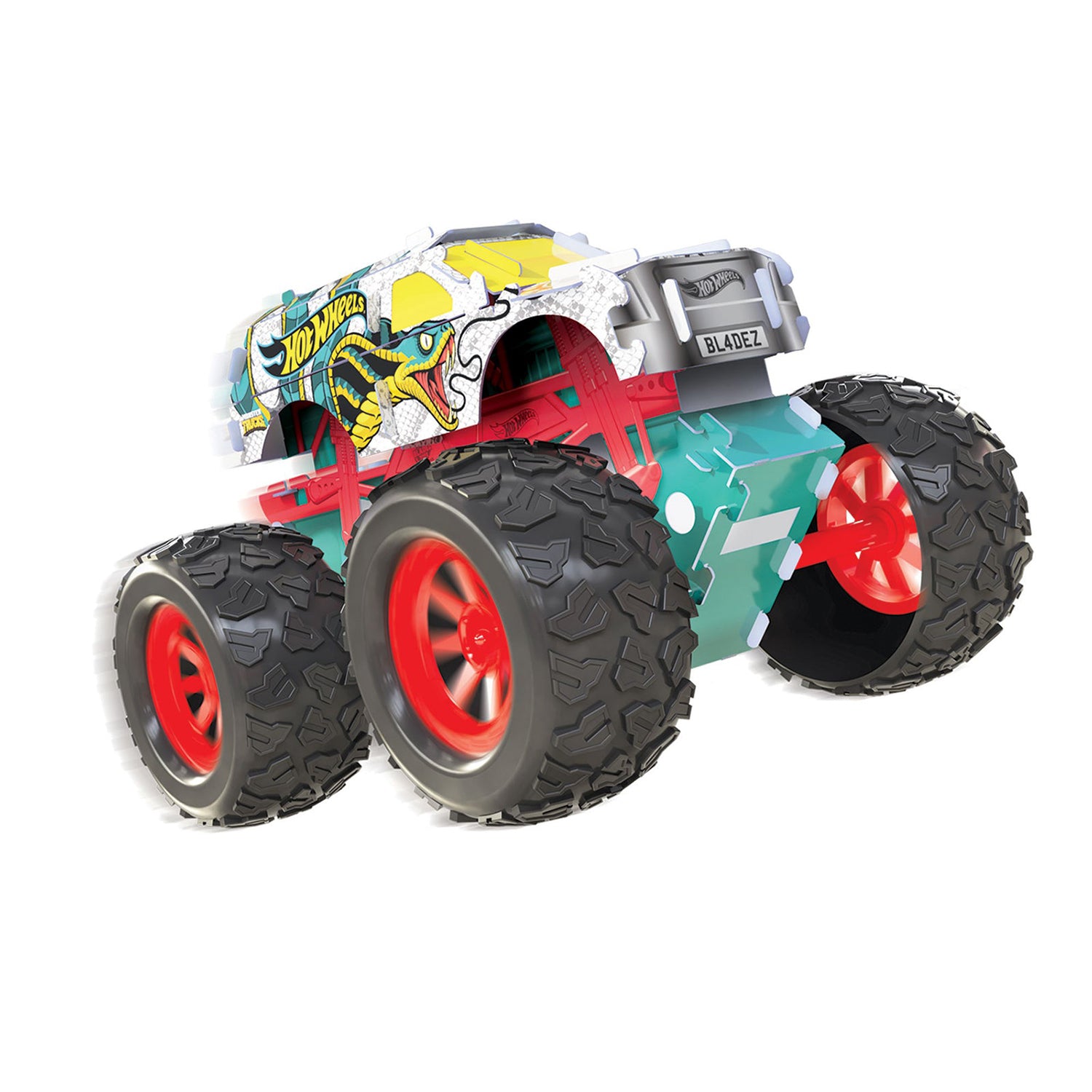BLADEZ TOYZ - Hot Wheels Monster Truck Maker Kitz - Kit di Montaggio 4x4 con Trazione a Retrocarica